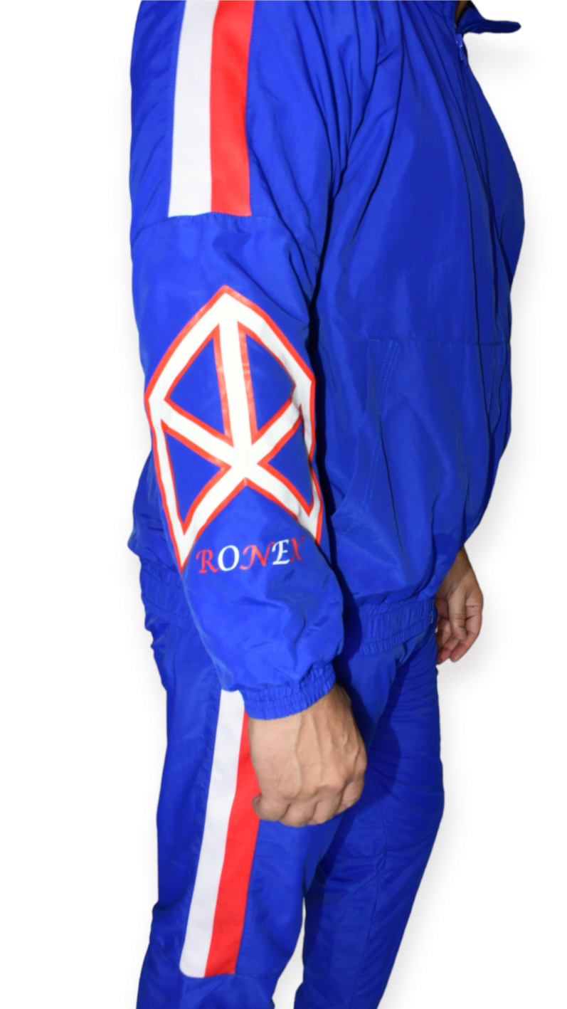 RONEX Windbreaker Unisex Nylon Regular Tracksuit Set Royal/Red/White