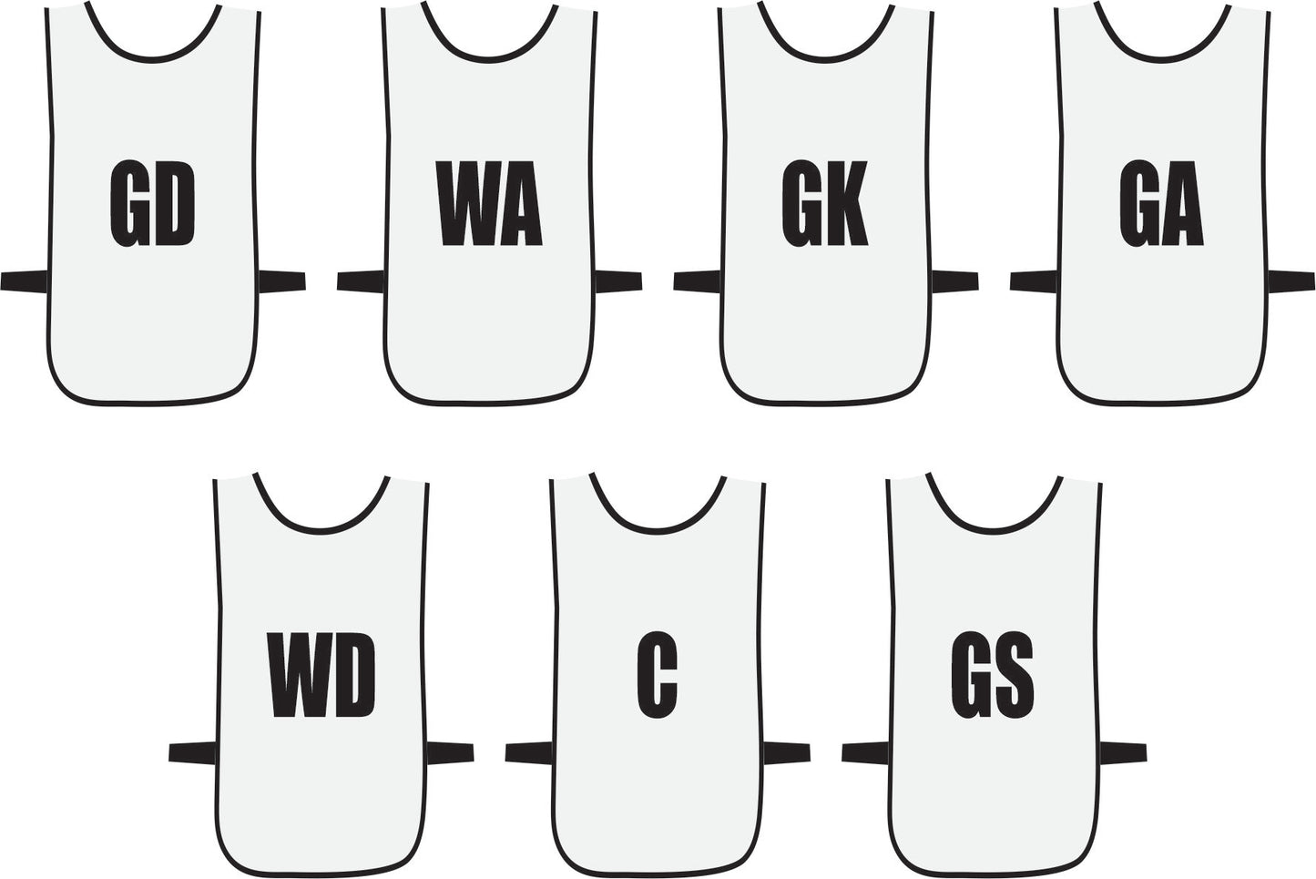Ronex Netball Bibs With Positions Front/Back