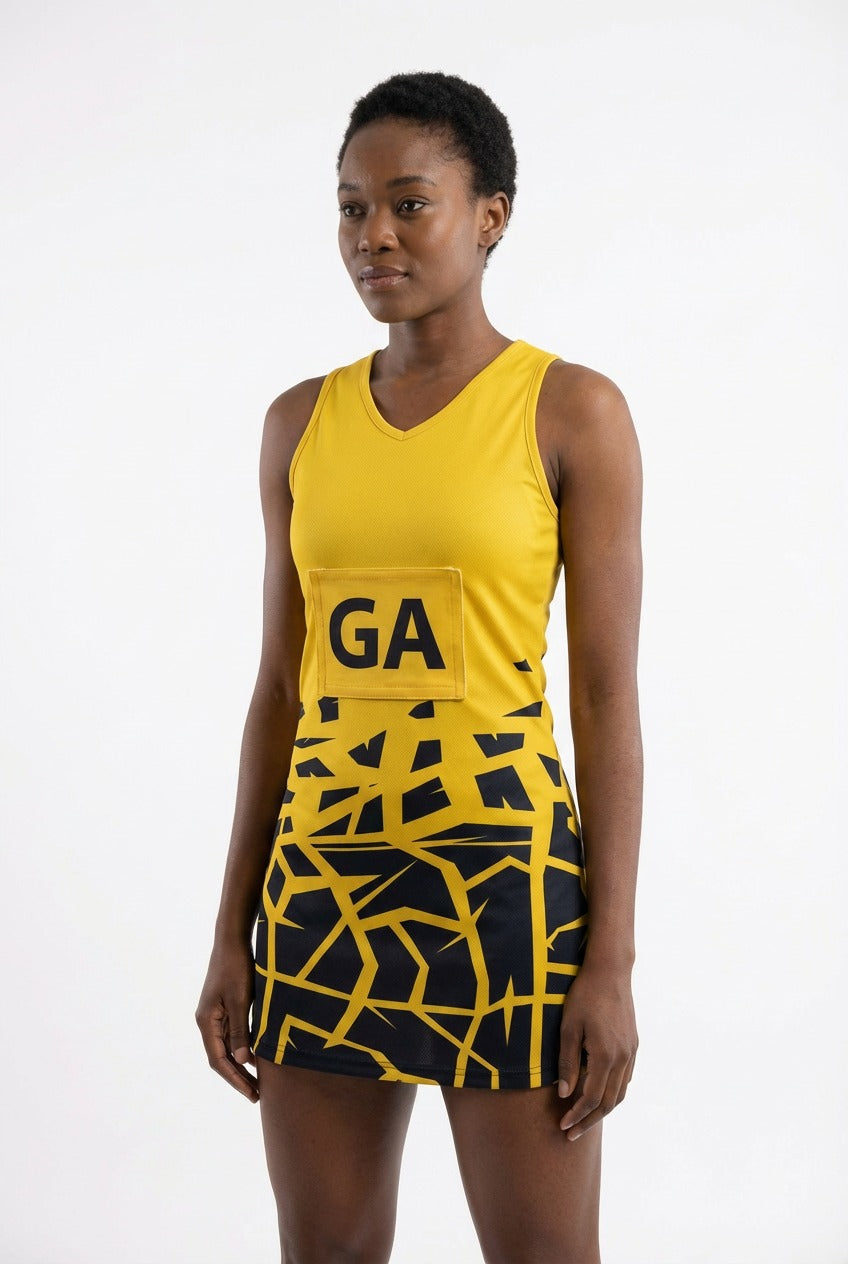 RONEX RC-912 Sublimated Netball Dress Set (10 Pack) – Adult Kit with Removable Position Patches (Front & Back)