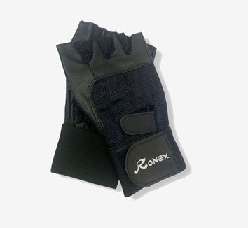 Ronex Leather Gym Gloves Black
