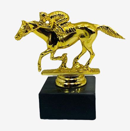F-14 Gold Horse Racing Figurine Trophy with Marble Base