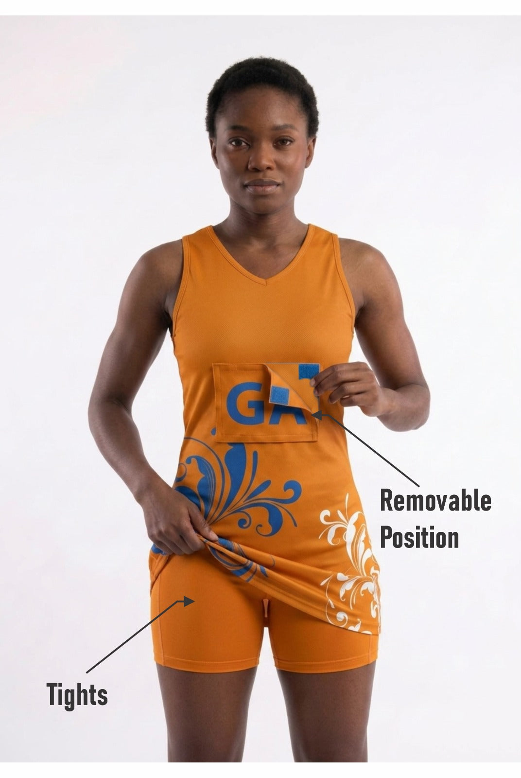 RONEX RC-912 Sublimated Netball Dress Set (10 Pack) – Adult Kit with Removable Position Patches (Front & Back)