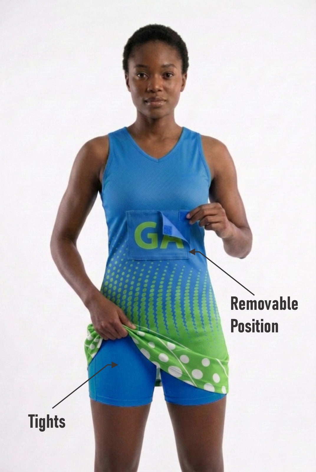 RONEX RC-912 Sublimated Netball Dress Set (10 Pack) – Adult Kit with Removable Position Patches (Front & Back)