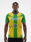 Brazil Flag Sublimation T-Shirt – Green & Yellow Graphic Tee – Short Sleeve Patriotic Sports Shirt