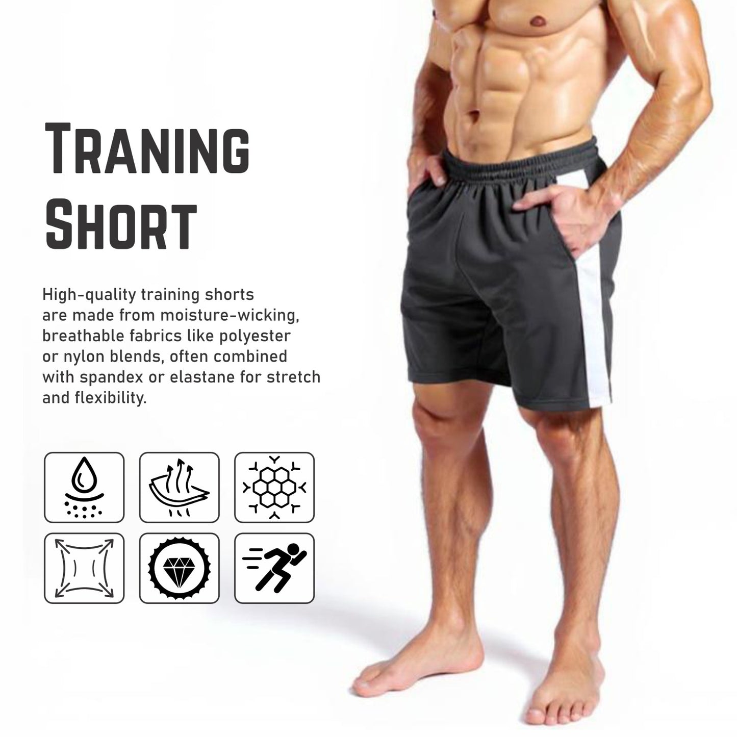 Ronex Jacquard Training Shorts - Breathable Quick-Dry with Pockets