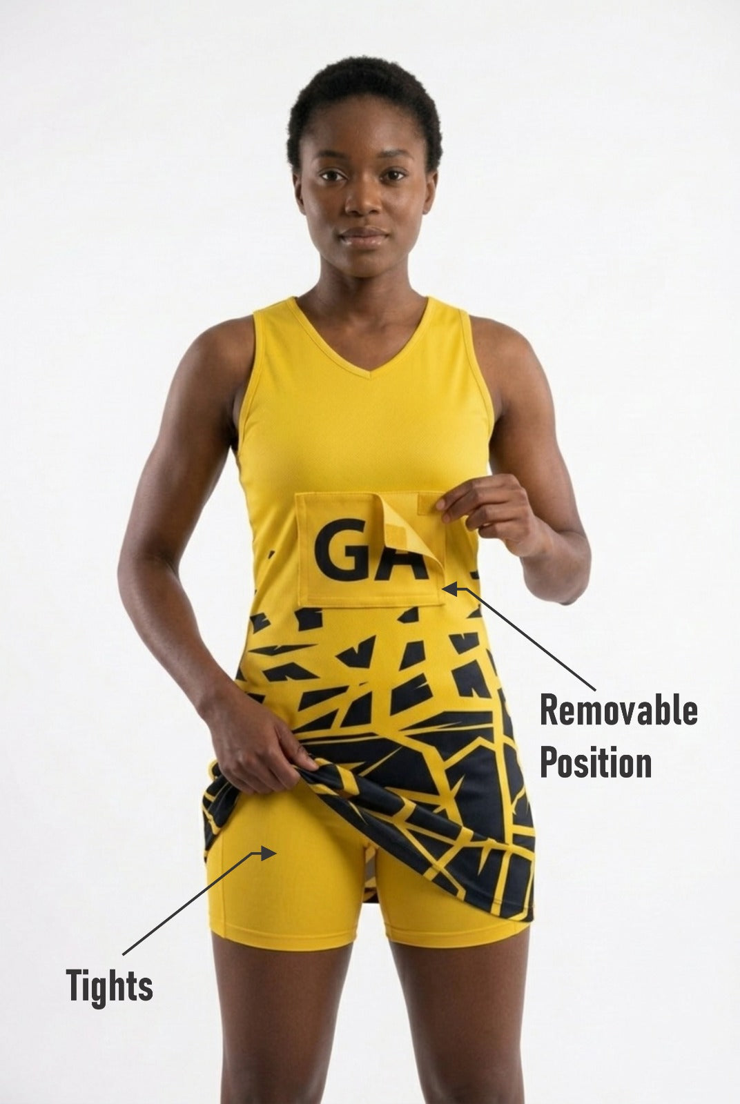 RONEX RC-912 Sublimated Netball Dress Set (10 Pack) – Adult Kit with Removable Position Patches (Front & Back)