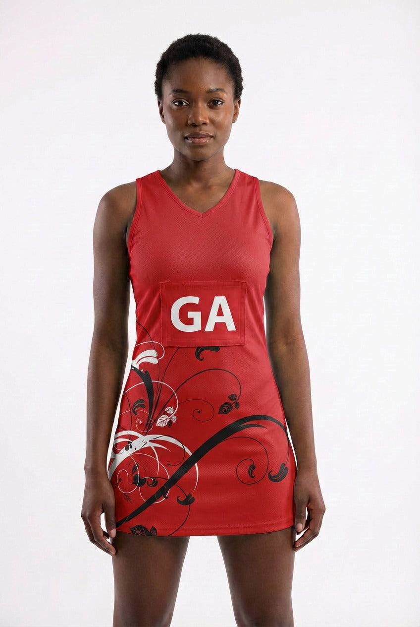 RONEX RC-912 Sublimated Netball Dress Set (10 Pack) – Adult Kit with Removable Position Patches (Front & Back)