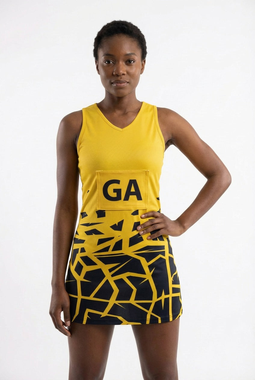 RONEX RC-912 Sublimated Netball Dress Set (10 Pack) – Adult Kit with Removable Position Patches (Front & Back)