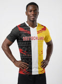 Germany / Deutschland Flag Sublimation T-Shirt – Black Red Gold Graphic Tee – Short Sleeve Patriotic Sports Shirt