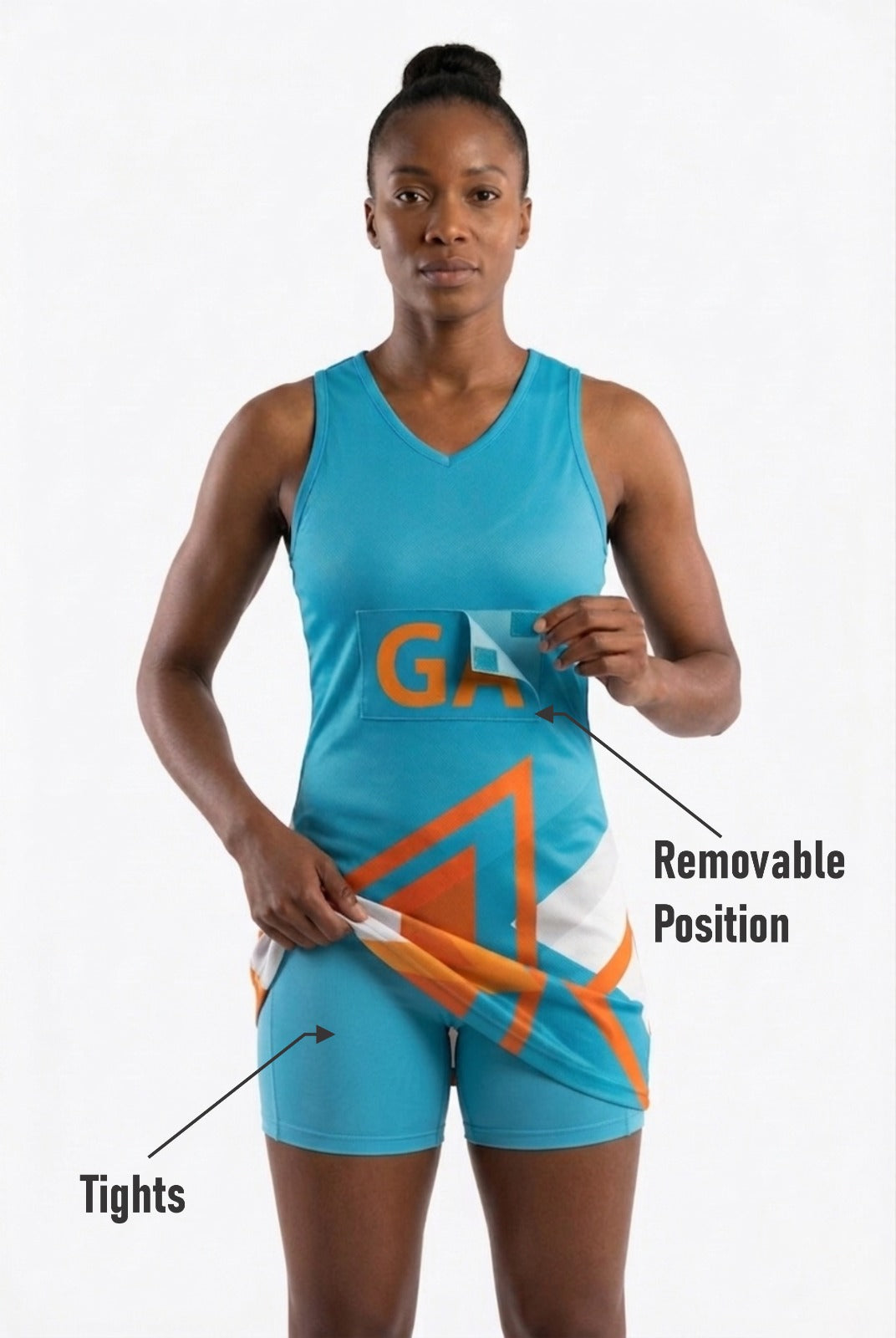 RONEX RC-912 Sublimated Netball Dress Set (10 Pack) – Adult Kit with Removable Position Patches (Front & Back)