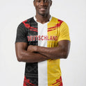 Germany / Deutschland Flag Sublimation T-Shirt – Black Red Gold Graphic Tee – Short Sleeve Patriotic Sports Shirt