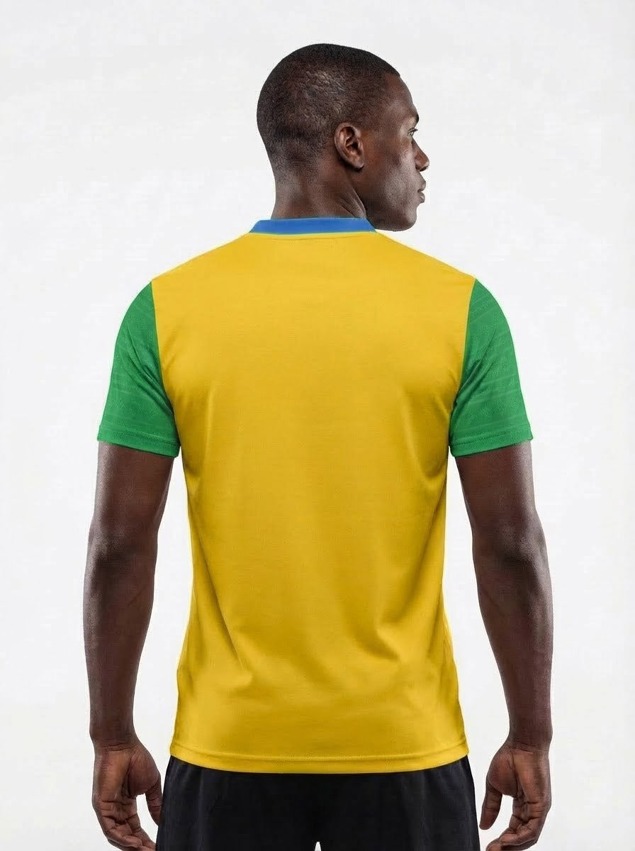 Brazil Flag Sublimation T-Shirt – Green & Yellow Graphic Tee – Short Sleeve Patriotic Sports Shirt