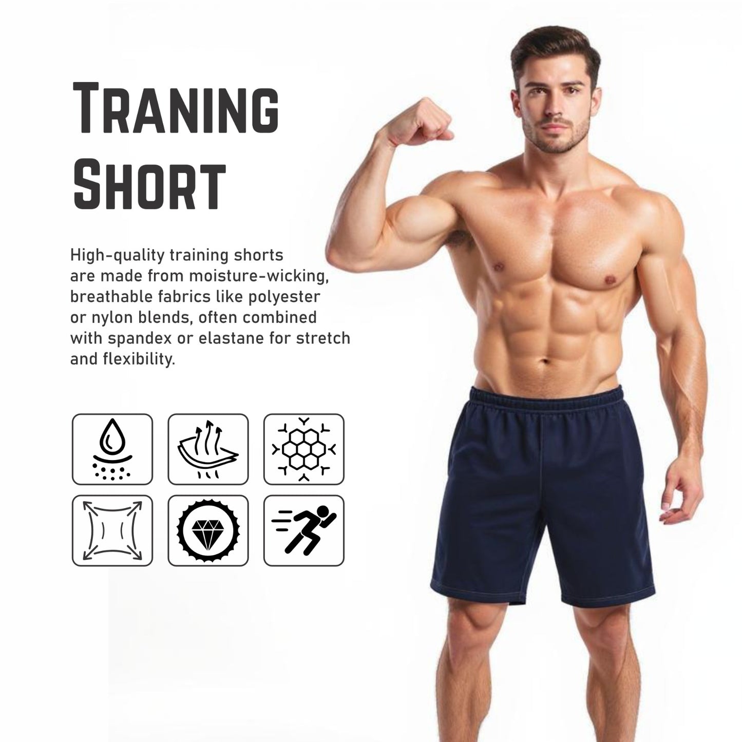 Ronex Jacquard Training Shorts - Breathable Quick-Dry with Pockets