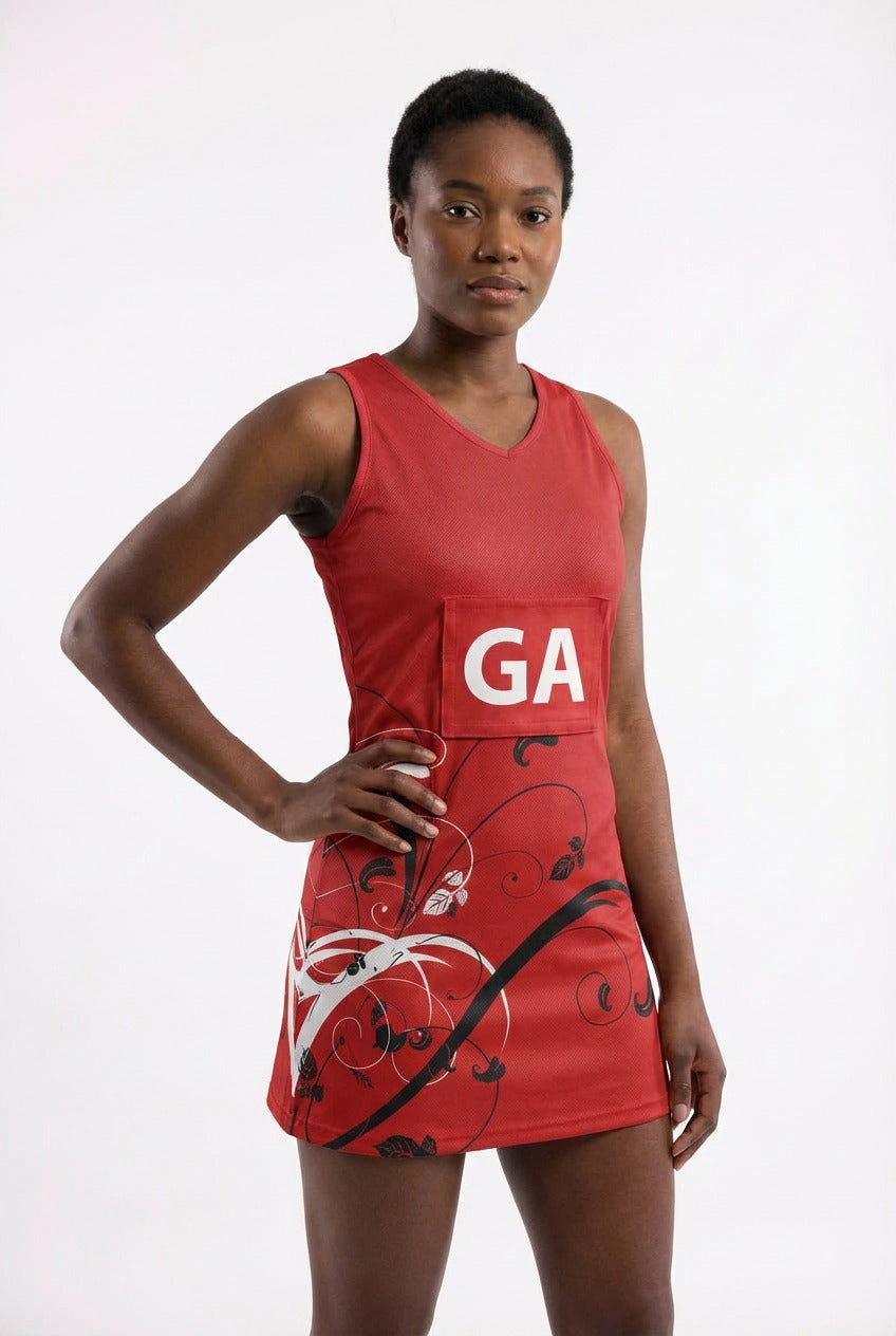 RONEX RC-912 Sublimated Netball Dress Set (10 Pack) – Adult Kit with Removable Position Patches (Front & Back)