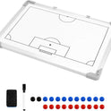 Soccer Tactics Board White – Professional Magnetic Football Coaching Board | Double-Sided Strategy Board with Player Markers, Pen & Eraser | Portable Aluminum Frame 45×30cm