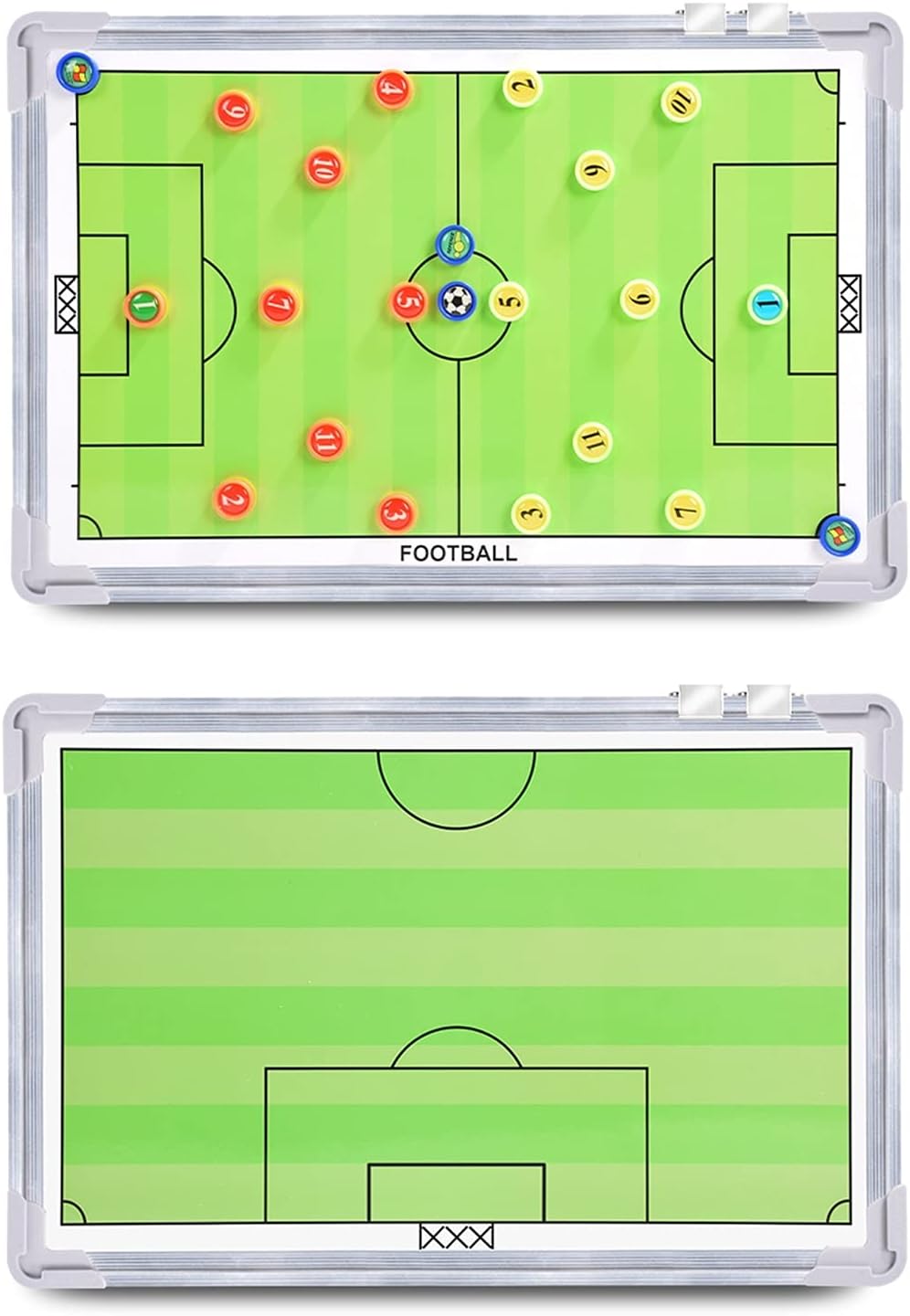 Soccer Tactics Board Green – Professional Magnetic Football Coaching Board | Double-Sided Strategy Board with Player Markers, Pen & Eraser | Portable Aluminum Frame 45×30cm