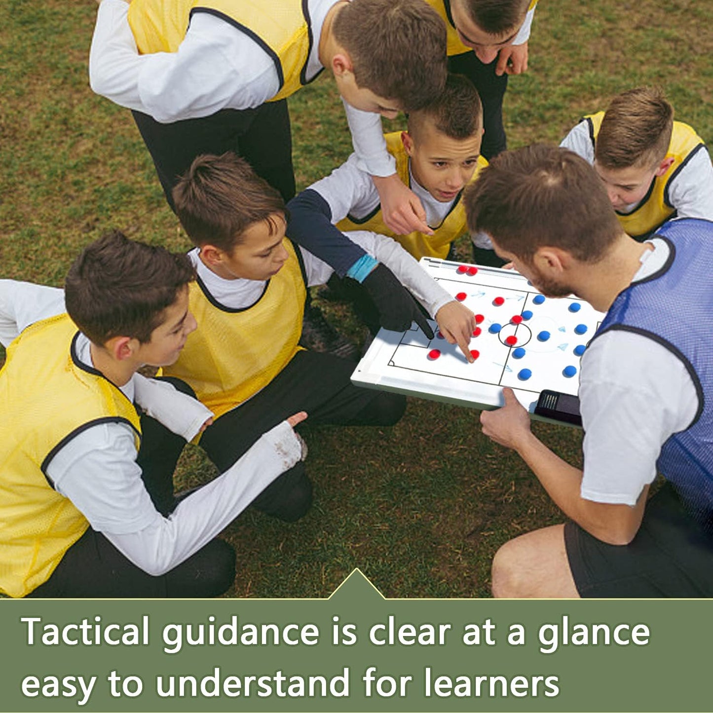 Soccer Tactics Board White – Professional Magnetic Football Coaching Board | Double-Sided Strategy Board with Player Markers, Pen & Eraser | Portable Aluminum Frame 45×30cm