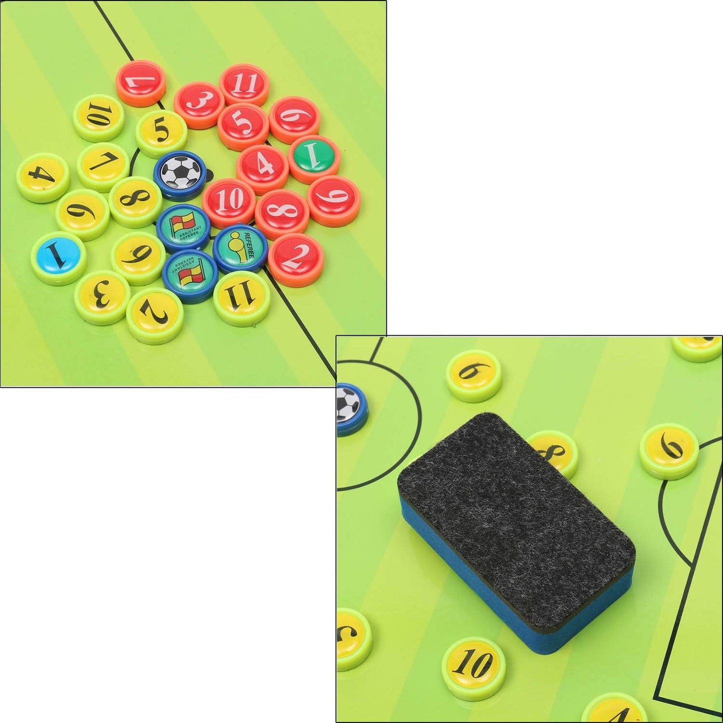 Soccer Tactics Board Green – Professional Magnetic Football Coaching Board | Double-Sided Strategy Board with Player Markers, Pen & Eraser | Portable Aluminum Frame 45×30cm