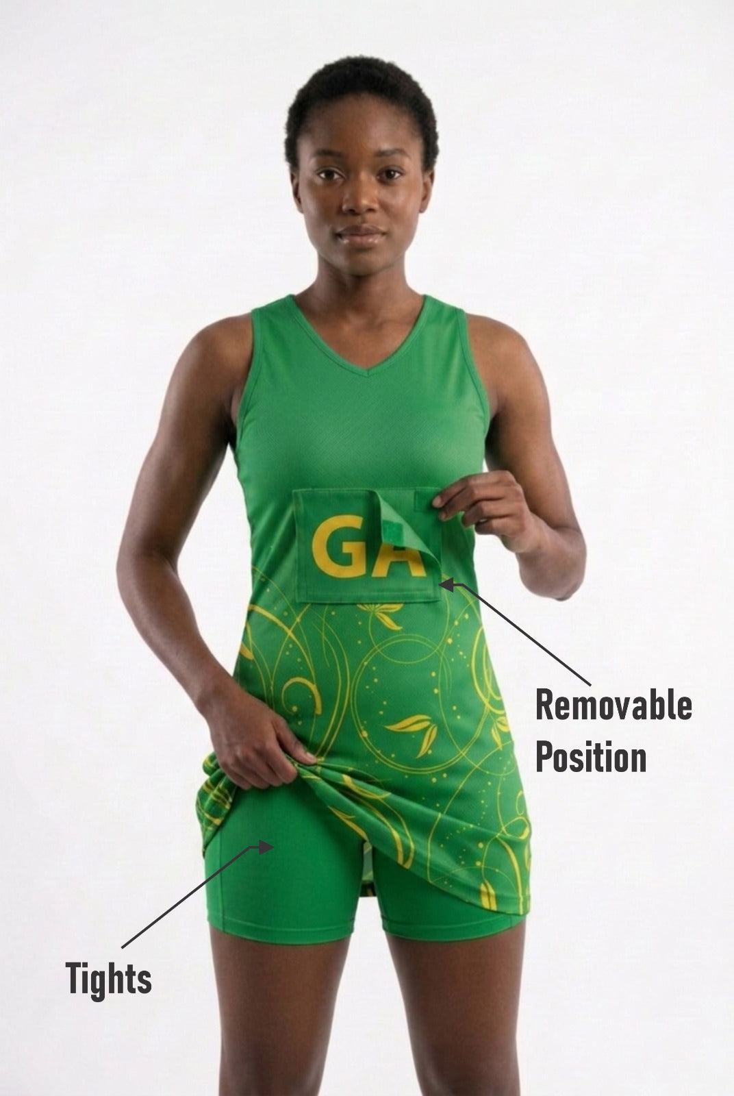 RONEX RC-912 Sublimated Netball Dress Set (10 Pack) – Adult Kit with Removable Position Patches (Front & Back)