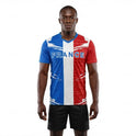 France Flag Sublimation T-Shirt – French Tricolor Graphic Tee – Short Sleeve Patriotic Sports Shirt