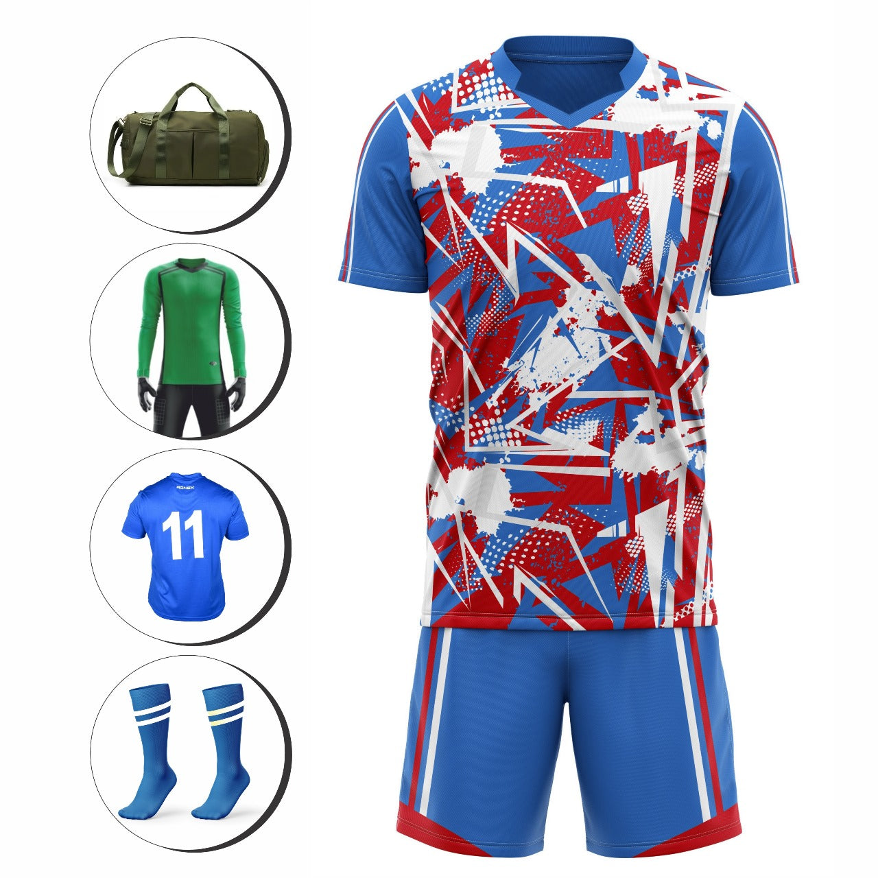 Ronex RC-751 Soccer Kit – New Sublimation Designs to Choose From | Full Team Combo Set of 15 (Adult Size)