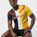 Germany / Deutschland Flag Sublimation T-Shirt – Black Red Gold Graphic Tee – Short Sleeve Patriotic Sports Shirt