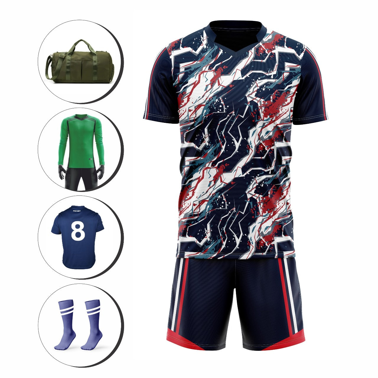 Ronex RC-751 Soccer Kit – New Sublimation Designs to Choose From | Full Team Combo Set of 15 (Adult Size)
