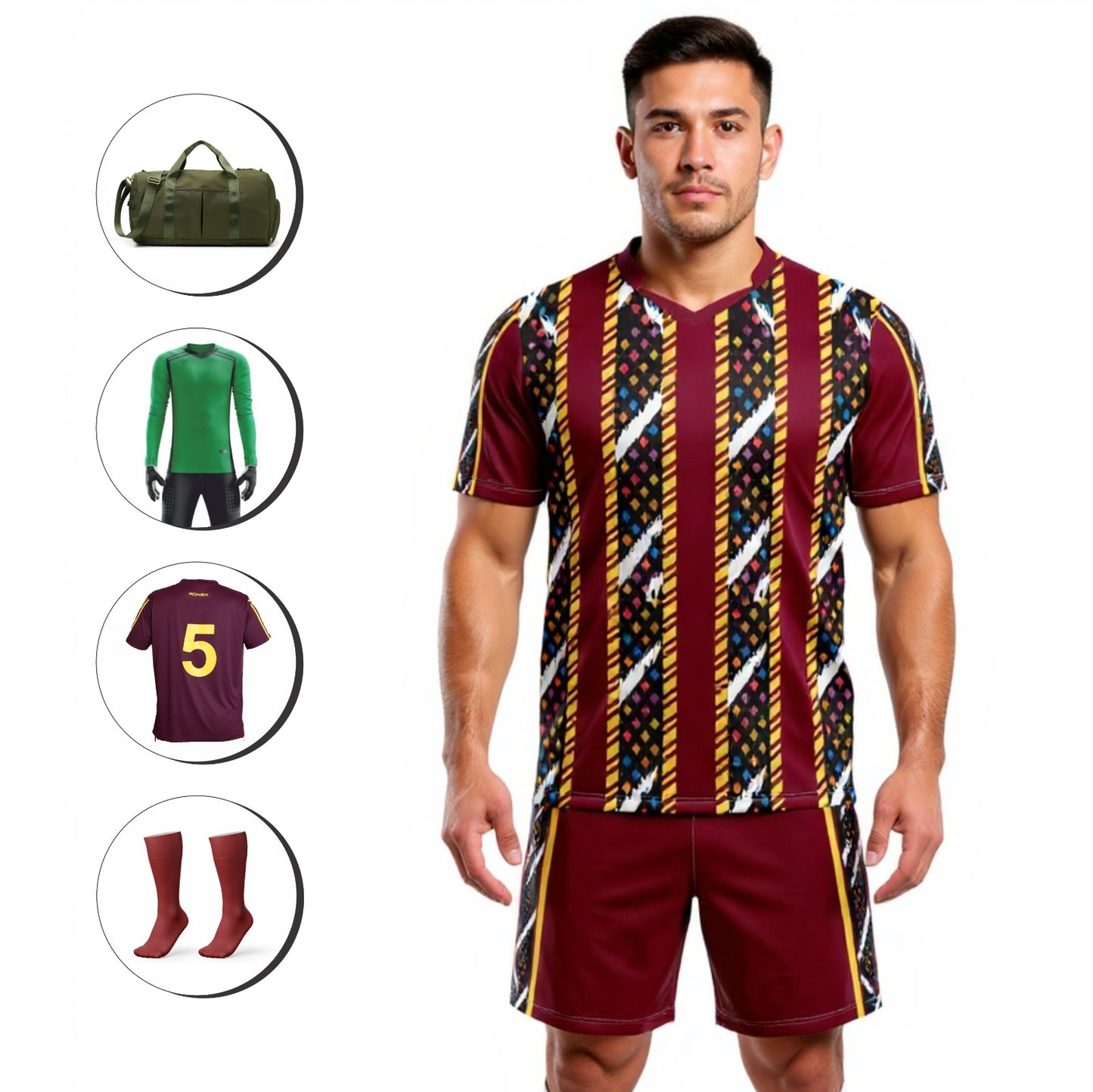 Ronex Soccer Kit RC-749 – African Traditional Design | Full Team Combo Set of 15 (Adult)