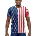 USA Flag Sublimation T-Shirt – American Stars & Stripes Graphic Tee – Short Sleeve Patriotic Sports Shirt for Men
