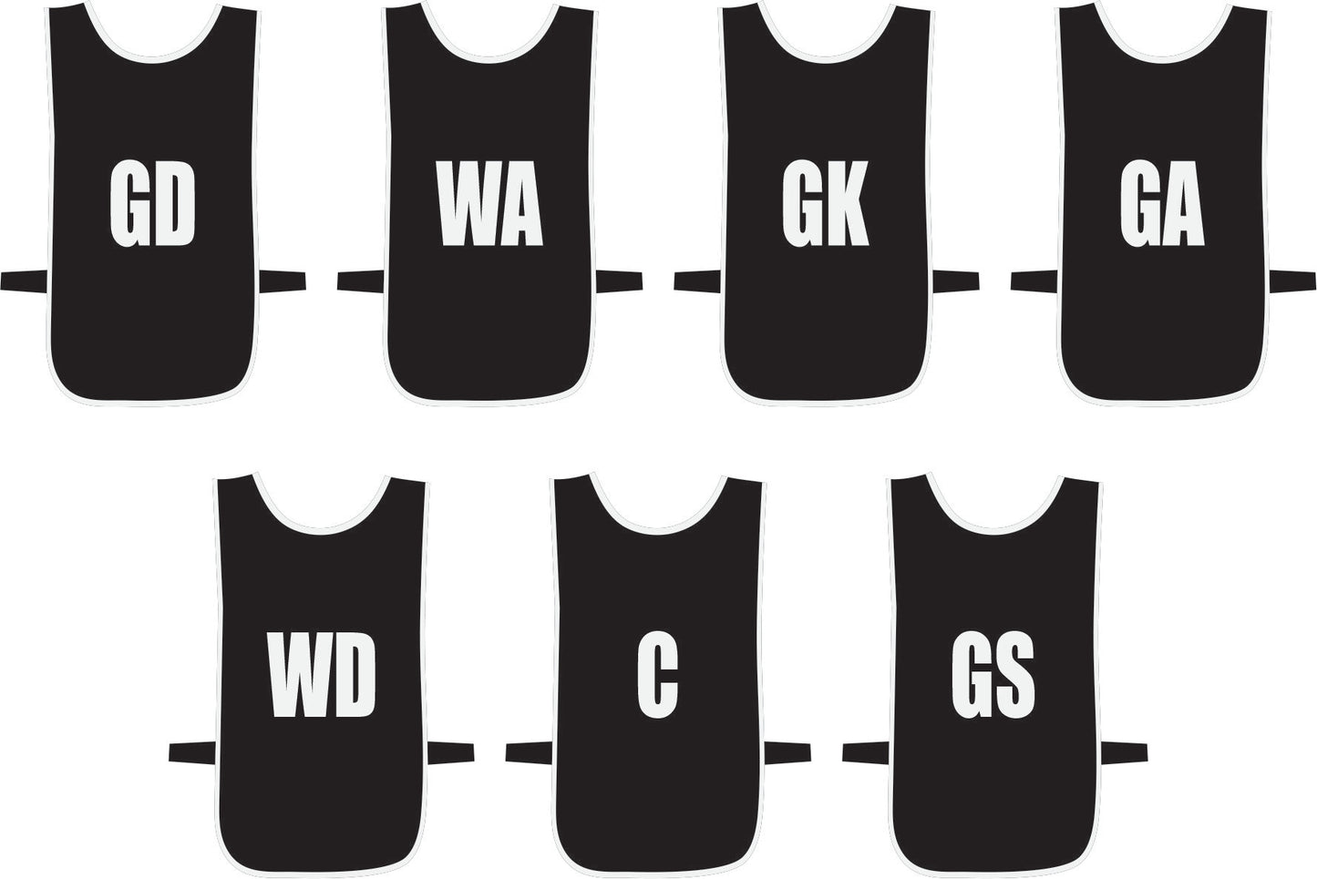 Ronex Netball Bibs With Positions Front/Back