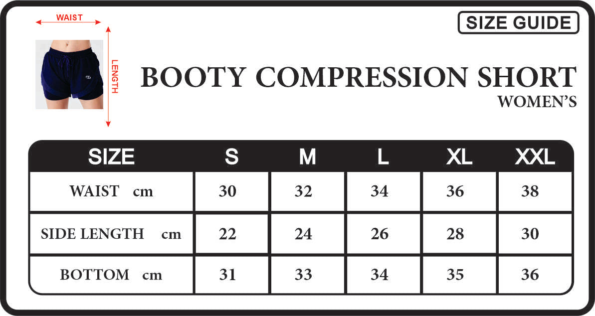 Women's compression shorts size chart discount