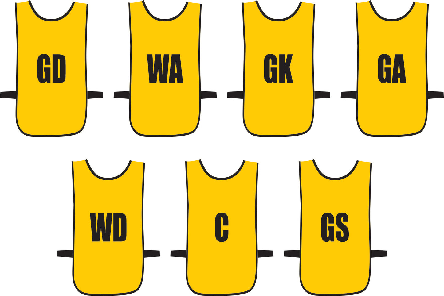 Ronex Netball Bibs With Positions Front/Back