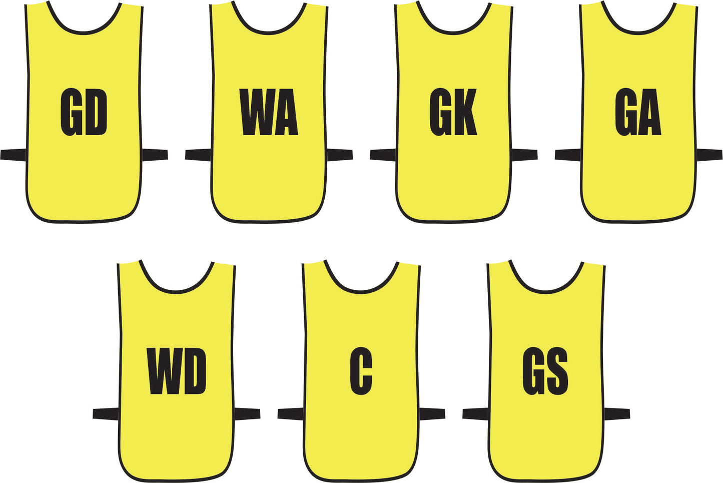 Ronex Netball Bibs With Positions Front/Back