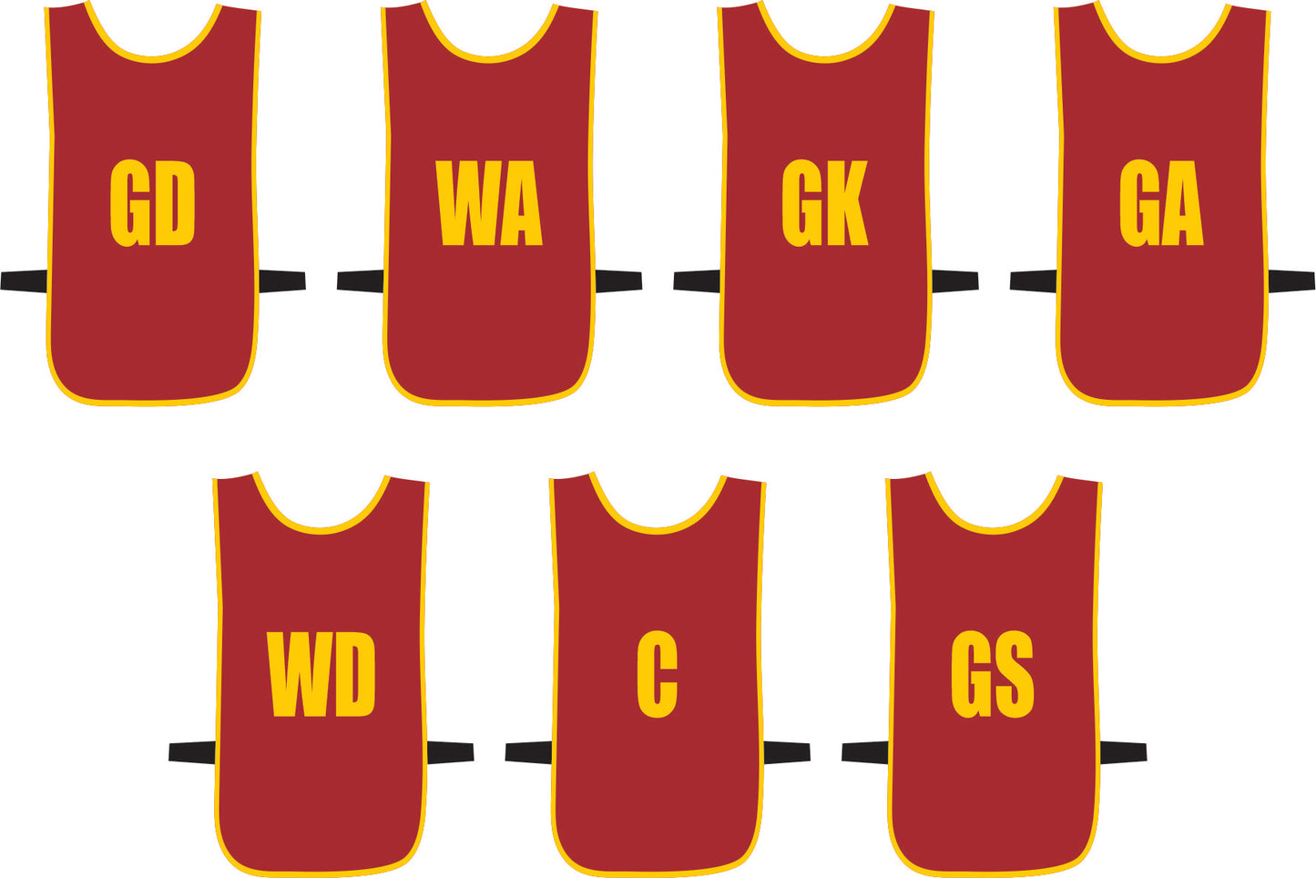 Ronex Netball Bibs With Positions Front/Back
