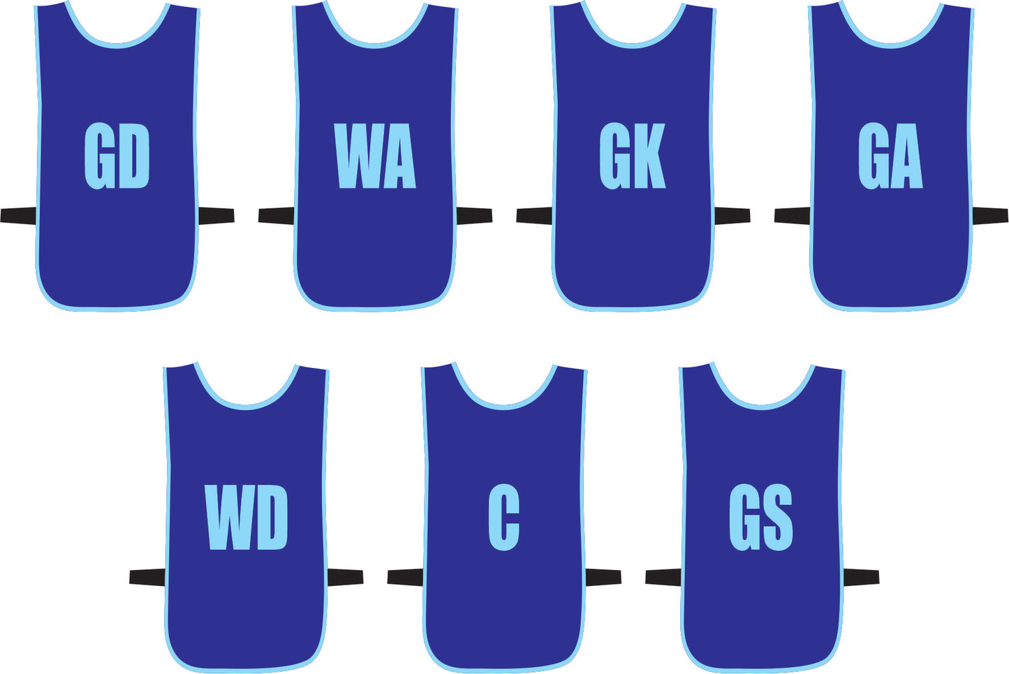 Ronex Netball Bibs With Positions Front/Back