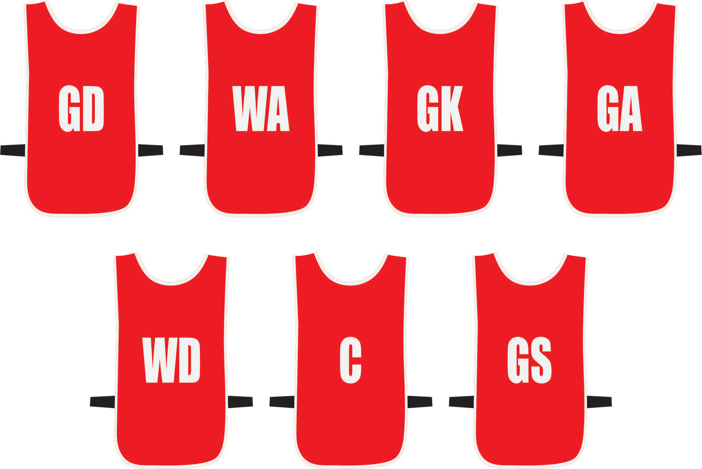 Ronex Netball Bibs With Positions Front/Back