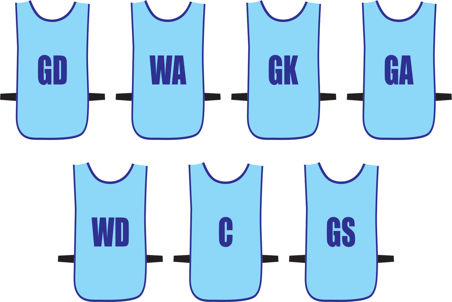 Ronex Netball Bibs With Positions Front/Back
