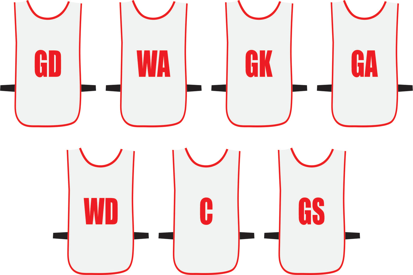 Ronex Netball Bibs With Positions Front/Back