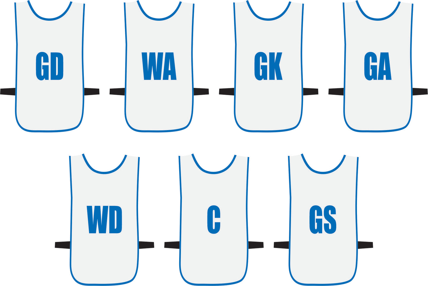 Ronex Netball Bibs With Positions Front/Back