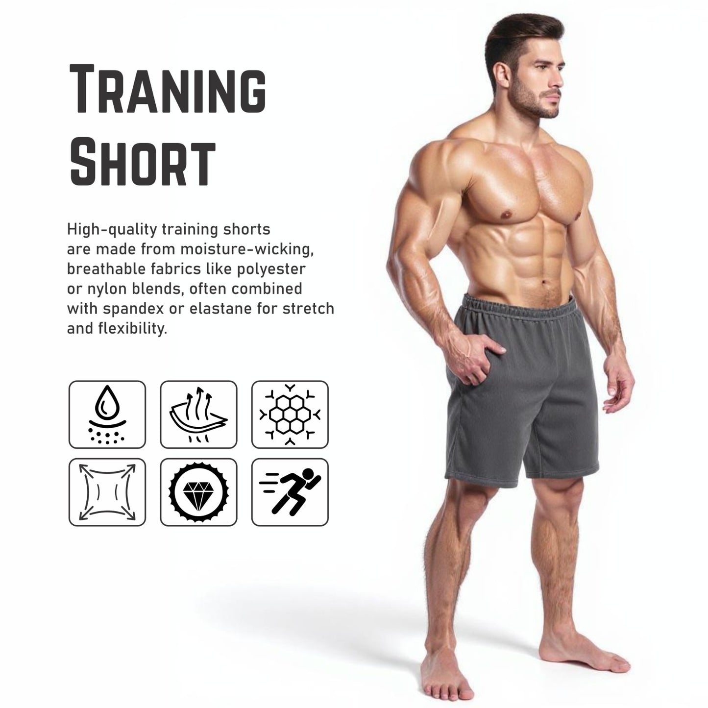 Ronex Jacquard Training Shorts - Breathable Quick-Dry with Pockets