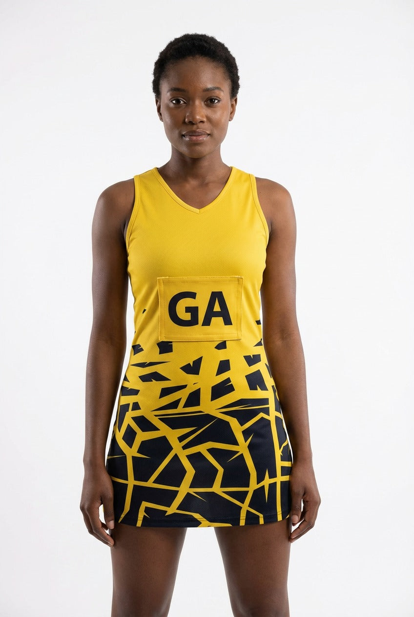 RONEX RC-912 Sublimated Netball Dress Set (10 Pack) – Adult Kit with Removable Position Patches (Front & Back)