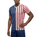 USA Flag Sublimation T-Shirt – American Stars & Stripes Graphic Tee – Short Sleeve Patriotic Sports Shirt for Men