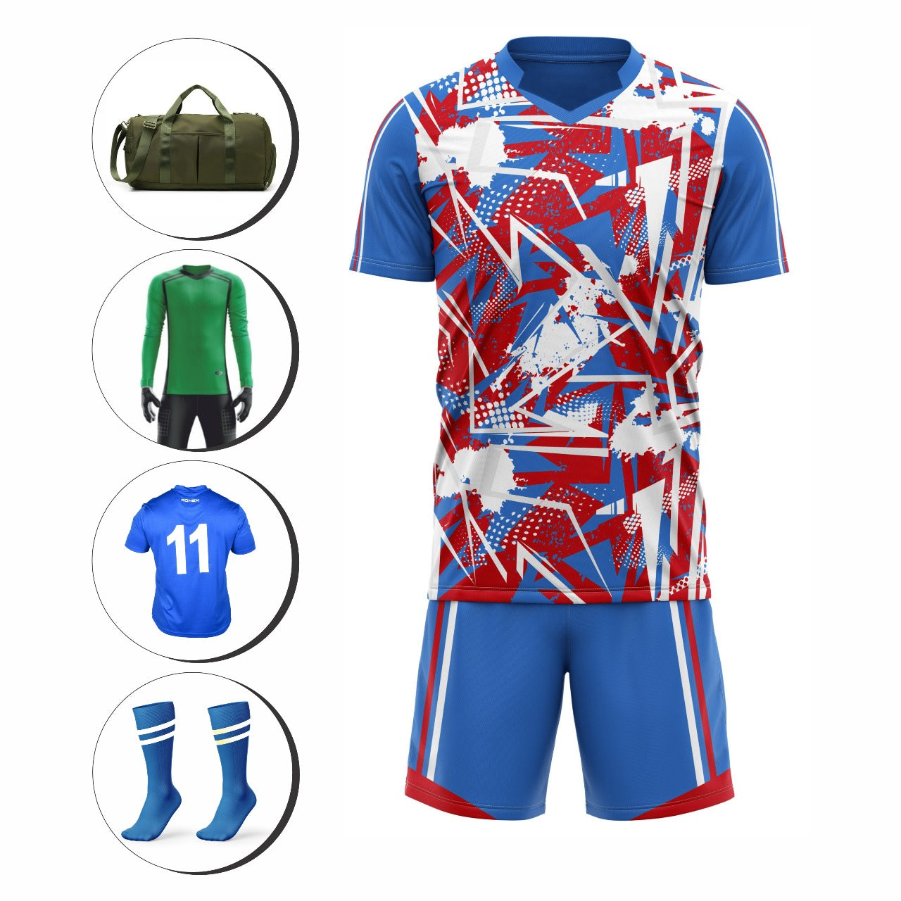 Ronex RC-751 Soccer Kit – New Sublimation Designs to Choose From | Full Team Combo Set of 15 (Adult Size)