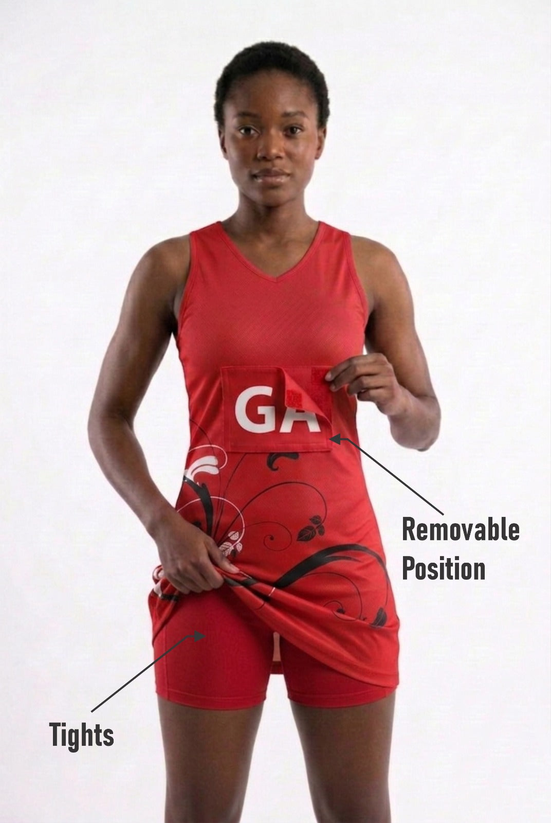 RONEX RC-912 Sublimated Netball Dress Set (10 Pack) – Adult Kit with Removable Position Patches (Front & Back)