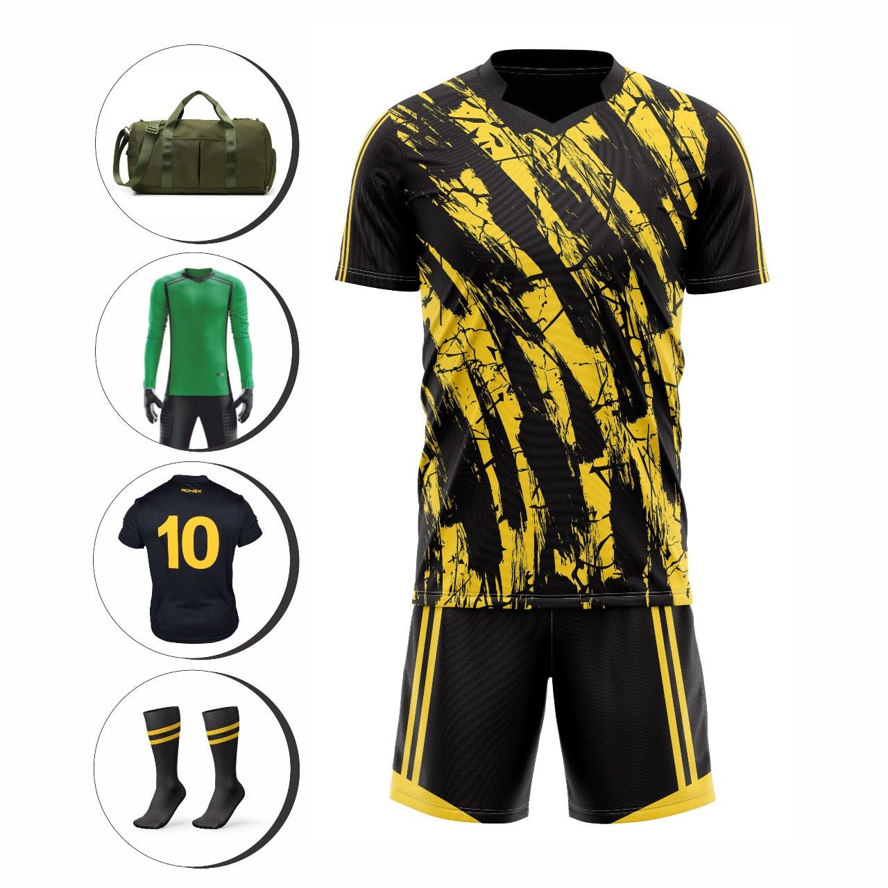 Ronex RC-751 Soccer Kit – New Sublimation Designs to Choose From | Full Team Combo Set of 15 (Adult Size)