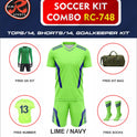 RC-748 Soccer Kit – Full Team Combo Set of 15 | Numbered Tops, Goalkeeper Kit, Socks & Bag | Pre-Junior, Youth & Adult Sizes Available