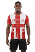 England Flag Sublimation T-Shirt – Red & White St George’s Cross Graphic Tee – Short Sleeve Patriotic Sports Shirt